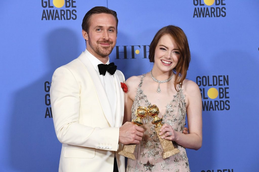 "La La Land" stars Ryan Gosling and Emma Stone at the 2017 Golden Globe Awards