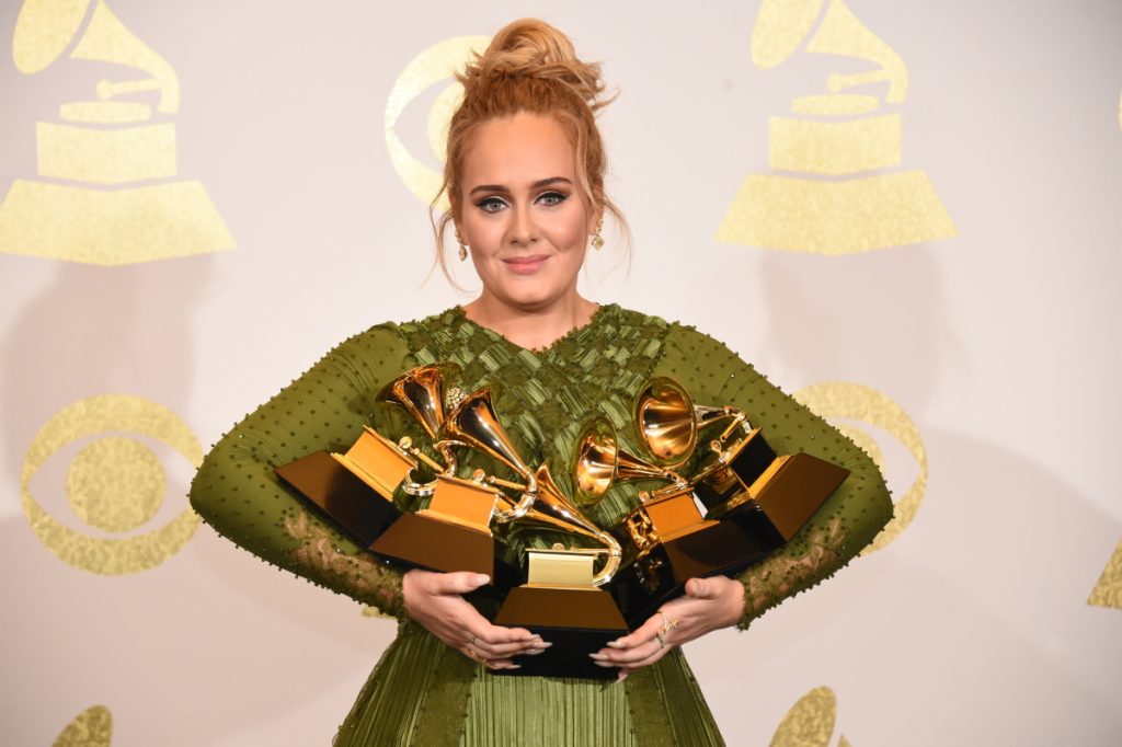 Adele at the 2017 Grammy Awards in Los Angeles.