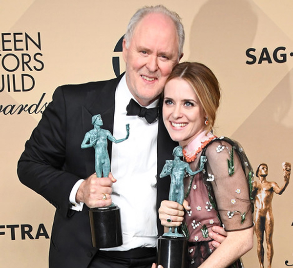 John Lithgow and Claire Foy at the 29th Annual Screen Actors Guild Awards at the Shrine Auditorium in Los Angeles on January 29, 2017.