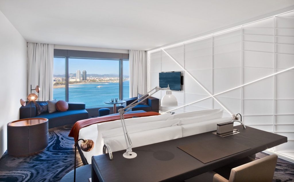 A renovated guest room at W Barcelona 