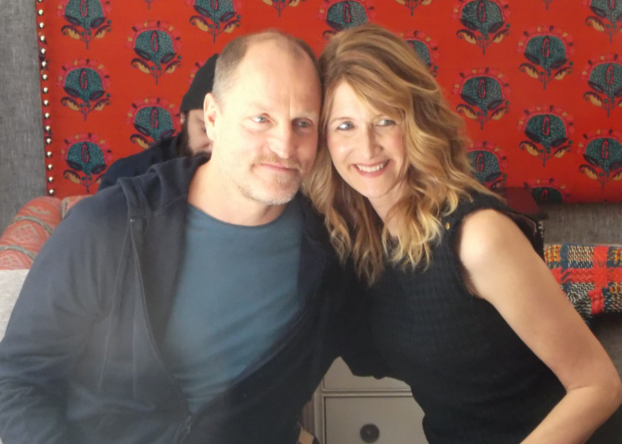 Woody Harrelson and Laura Dern at the New York City press junket for "Wilson" 