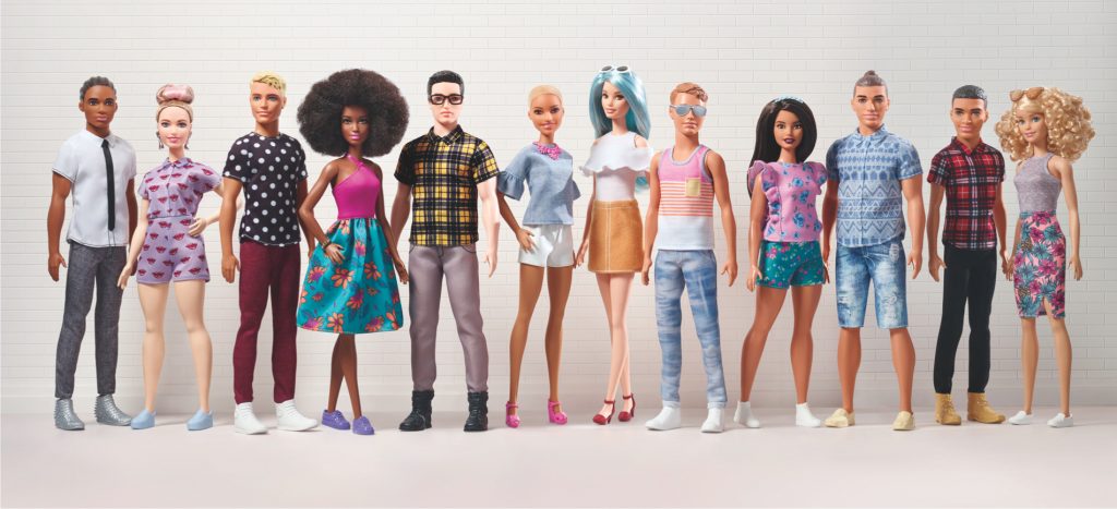 Dolls in the Barbie Fashionistas collection 
