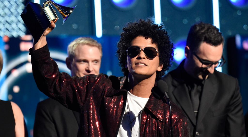 Bruno Mars at the 60th Annual Grammy Awards in New York City, on January 28, 2018. 