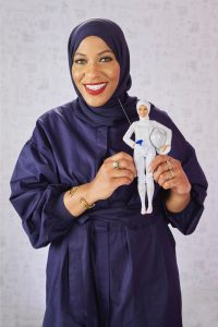 Ibtihaj Muhammad and her Barbie doll (Photo courtesy of Mattel)