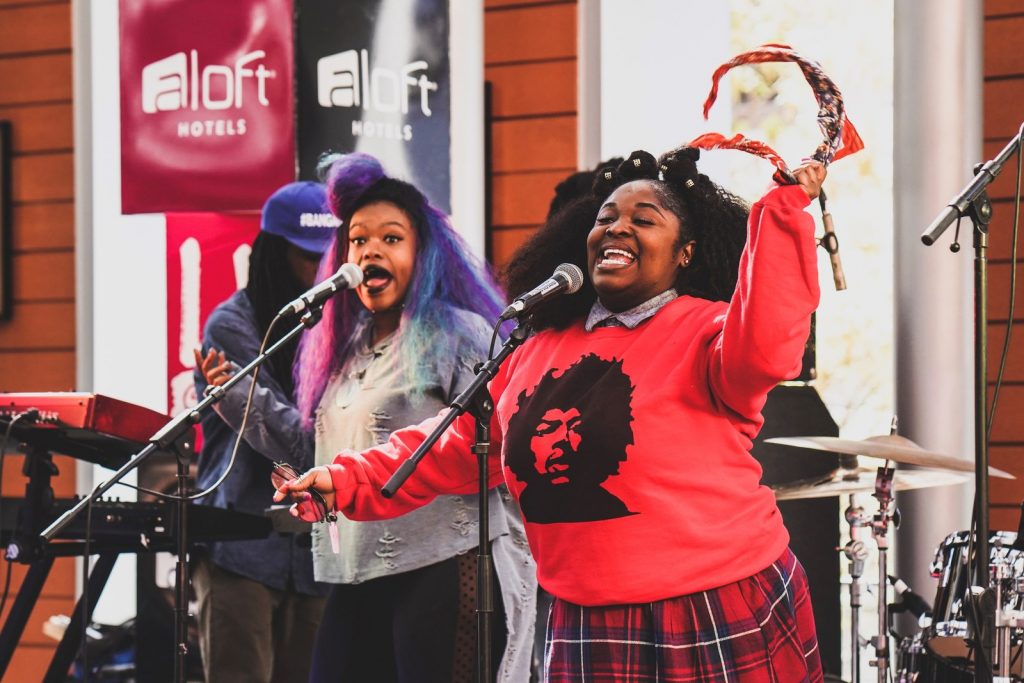 Tank &amp; the Bangas performing at Aloft Austin Downtown during the 2018 South by Southwest by Southwest Conference and Festivals